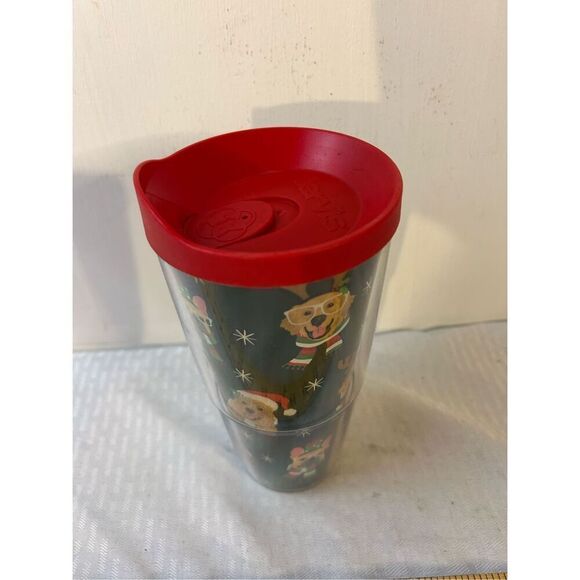 Tervis cup 24 oz Christmas dogs with red lid - Picture 1 of 4